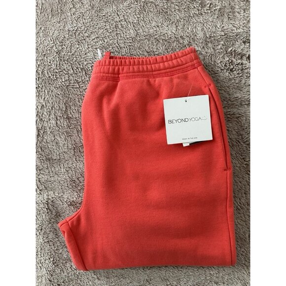 Beyond Yoga On The Go Cotton Blend Joggers Sweatpants S Orange $98 NWT - Picture 15 of 15